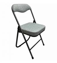 Стул складной для дома и офиса РС04К комфорт, черный каркас, рогожка светло-серая
